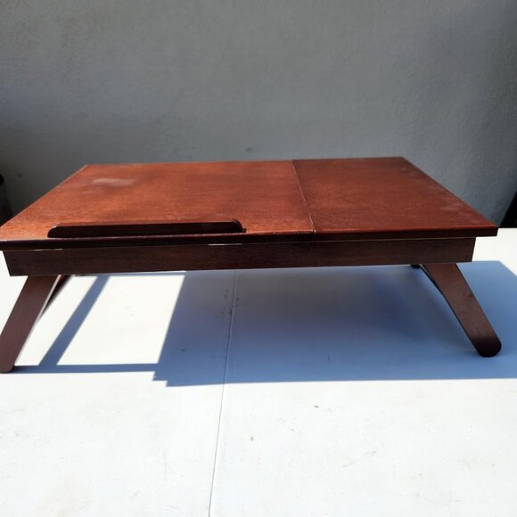 NEW Walnut Winsome Alden Bed Laptop Tray Lap Desk Reading Workstation W/ Drawer - Picture 14 of 16